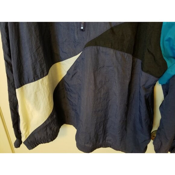 VTG Reebok Wind Breaker Nylon Jacket Embroidered Logo White Blue Track XL - Picture 7 of 11